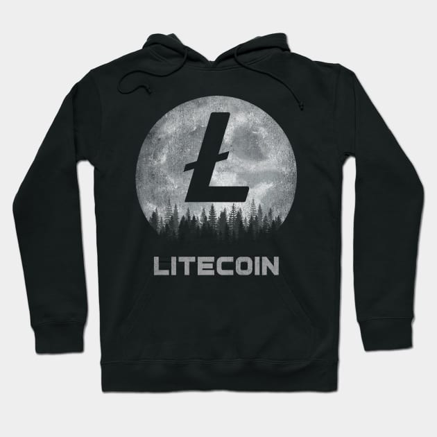 Vintage Litecoin LTC Coin To The Moon Crypto Token Cryptocurrency Blockchain Wallet Birthday Gift For Men Women Kids Hoodie by Thingking About